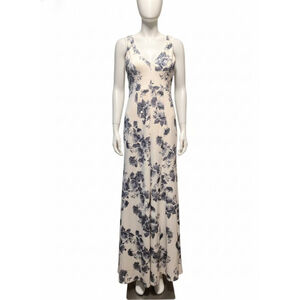 B Smart Juniors 9 Beige Blue Floral Maxi Dress